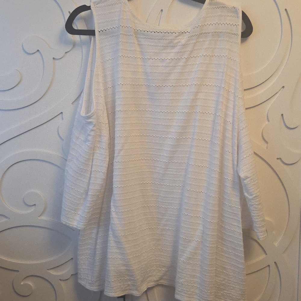 Michael Kors White Cold-Shoulder Tie-Front Knit Tunic Top - 3X - Picture 10 of 11